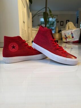 Converse Kids Red High-Top Knit Sneakers